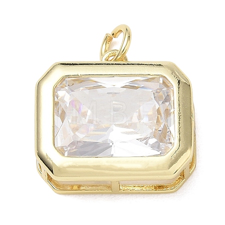 Brass Pave Clear Cubic Zirconia Pendants KK-CBA56EF-36A-G-1