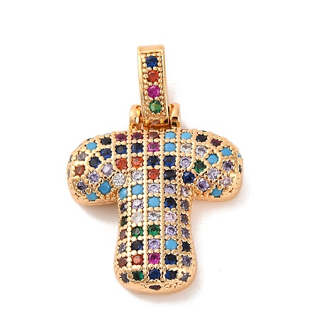 Brass Micro Pave Cubic Zirconia Pendants KK-C076-29T-G02-1