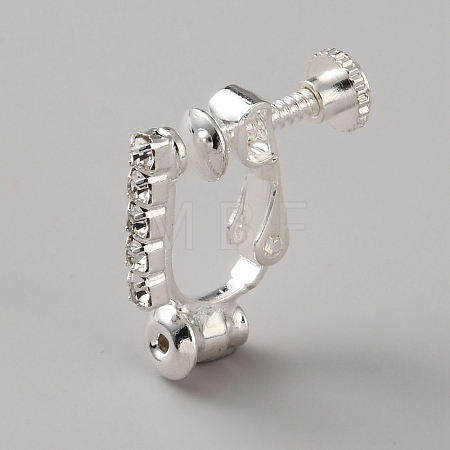 Brass & Crystal Rhinestone Clip-on Earring Findings KK-WH20002-23-1