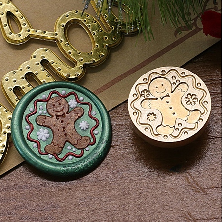 Christmas Series Wax Seal Brass Stamp Head LS-AJEW-M037-01G-21-1