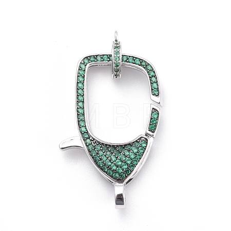 Brass Micro Pave Cubic Zirconia Lobster Claw Clasps ZIRC-F110-94P-02-1