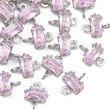 SHEGRACE Brass Pave Cubic Zirconia Rectangle Connector Charms XGRQ2O378-438B-P-1