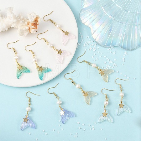 Glass Dangle Earrings EJEW-JE07309-1