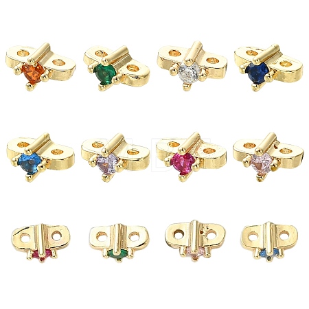 16Pcs 8 Colors Brass Micro Pave Cubic Zirconia Multi-Strand Links FIND-CJ0005-87-1