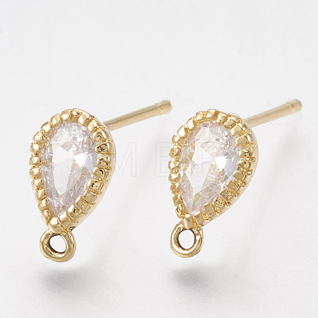 Brass Cubic Zirconia Stud Earring Findings KK-T035-05-1