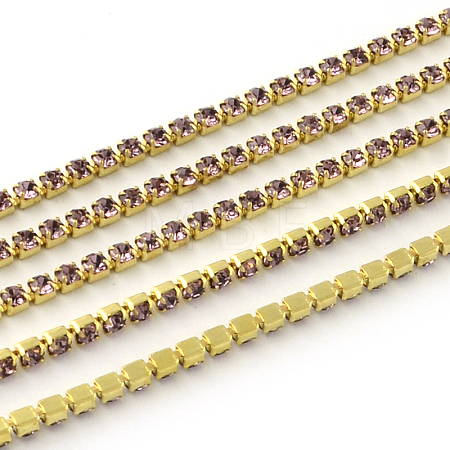 Nickel Free Raw(Unplated) Brass Rhinestone Strass Chains CHC-R119-S6-12C-1-1