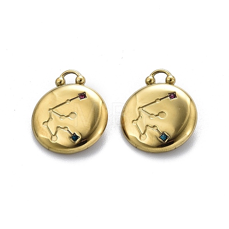 PVD Vacuum Plating 304 Stainless Steel Rhinestone Pendants STAS-R130-01G-05-1