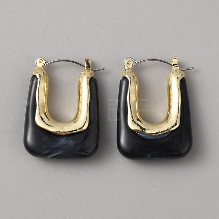 Acrylic Rectangle Hoop Earrings EJEW-WH0012-039B-1