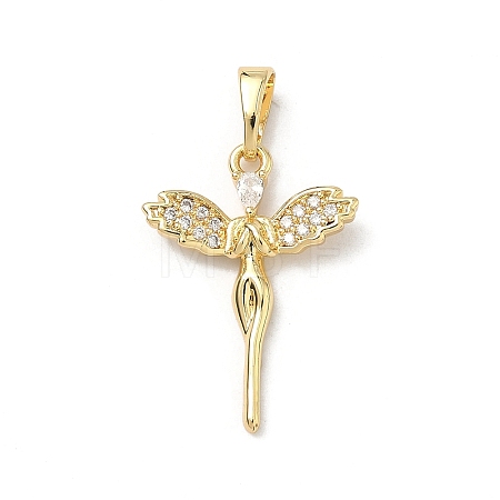 Brass Micro Pave Clear Cubic Zirconia Pendants KK-H255-16A-G-1