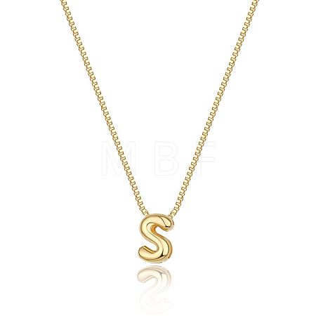 Brass Initial Pendant Box Chain Necklaces for Women FS-WG5C822-19-1