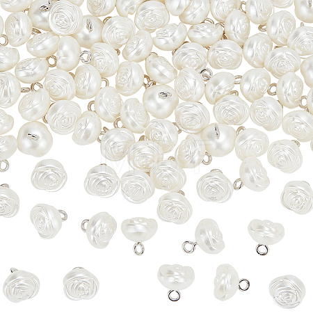 100Pcs Plastic Imitation Pearl Shank Buttons FIND-WR0010-12-1