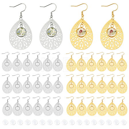 12 Pairs 2 Colors 304 Stainless Steel Teardrop Dangle Earring DIY Jewelry Kits EJEW-UN00031-1