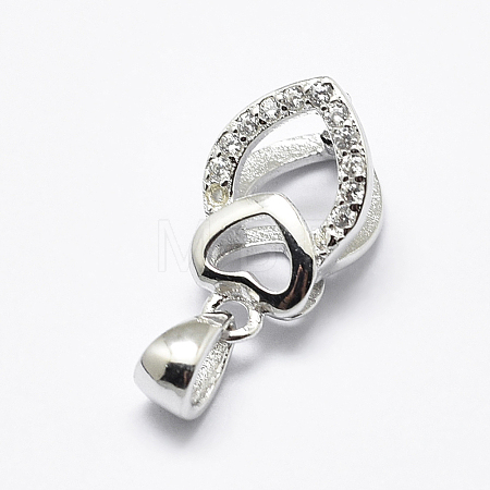Anti-Tarnish Rhodium Plated 925 Sterling Silver Micro Pave Cubic Zirconia Pendant Bails STER-E053-14P-1