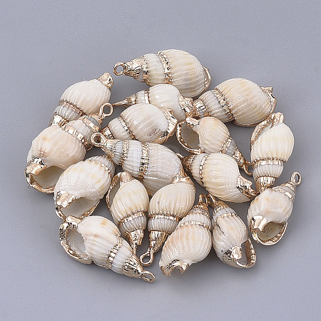 Electroplate Spiral Shell Pendants SSHEL-T009-23-1