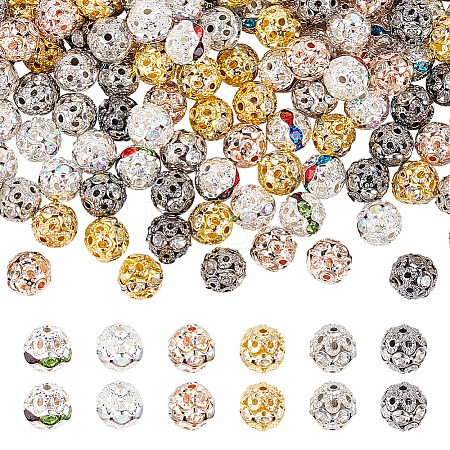 300Pcs 6 Colors Alloy Rhinestone Beads FIND-GL0001-23-1