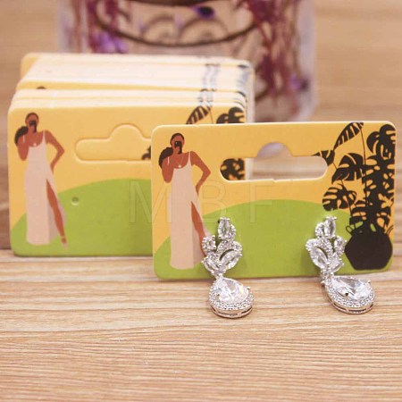 Rectangle Paper One Pair Earring Display Cards with Hanging Hole CDIS-C004-04B-1