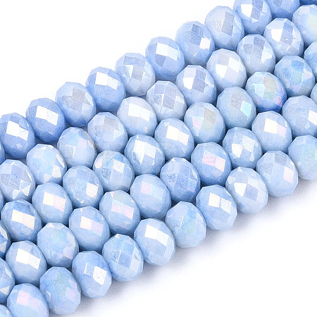 Anti-Tarnish Electroplate Rondelle Glass Beads Strands X-EGLA-T021-6mm-17-09-1