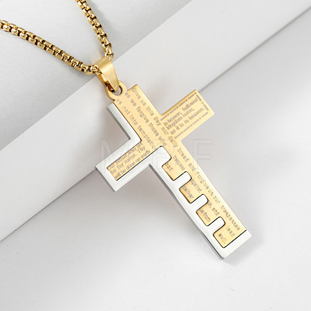 304 Stainless Steel Cross Pendant Snake Bone Chain Titanium Necklace Jewelry. QB4146-1-1