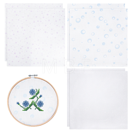 6Pcs 3 Colors 11CT Cross Stitch Fabric Sheets AJEW-PH0006-56-1