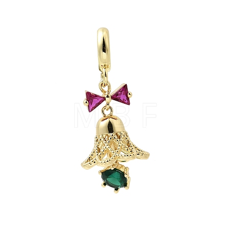 Brass Micro Pave Cubic Zirconia European Dangle Charms KK-L258-07G-02-1
