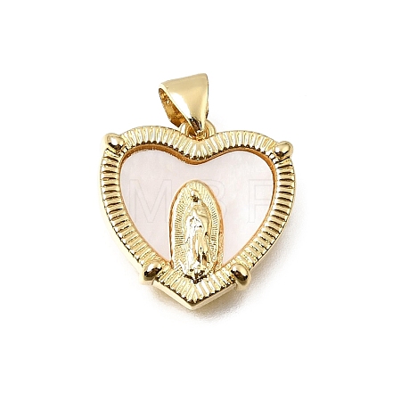 Virgin Mary Theme Brass & Natural Shell Pendants SH-CBA7C77-01A-G01-1