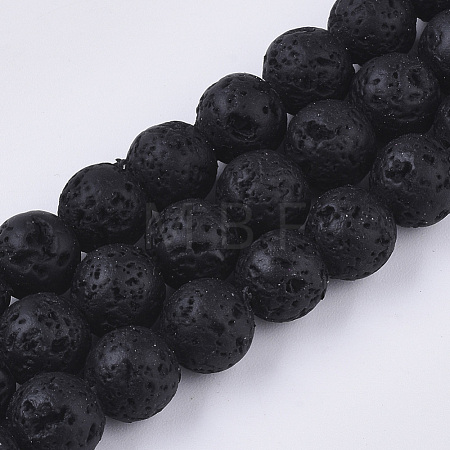 Spray Painted Natural Lava Rock Beads Strands G-N0324-C-01-1