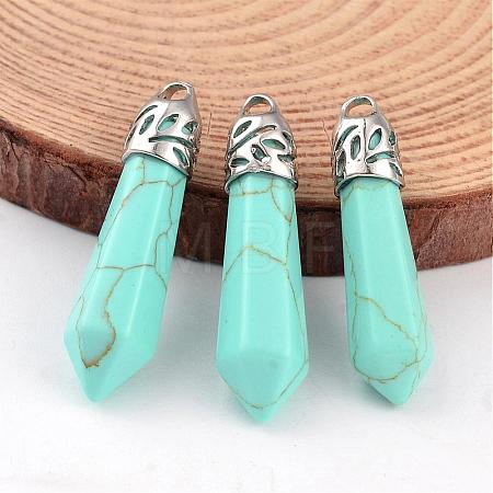 Dyed Bullet Synthetic Turquoise Pointed Pendants G-E332-C12-1