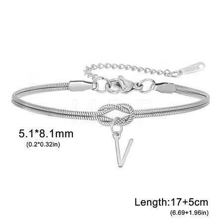 304 Stainless Steel Initial Charm Bracelets FS-WGD8E41-49-1
