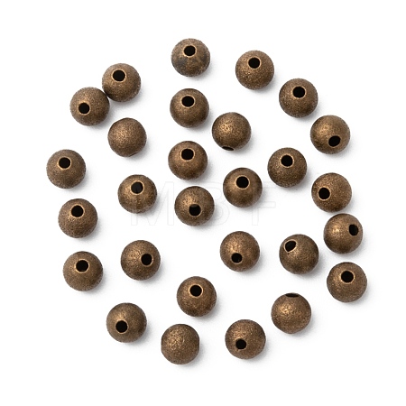 Antique Bronze Color Brass Textured Round Beads X-EC248-NFAB-1