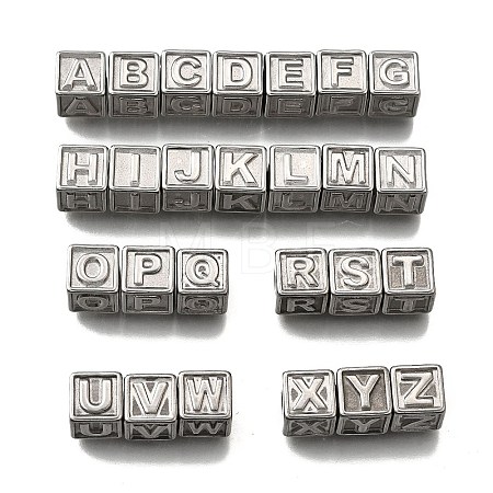 26Pcs 26 Styles 304 Stainless Steel Cube Beads STAS-V009-01P-1