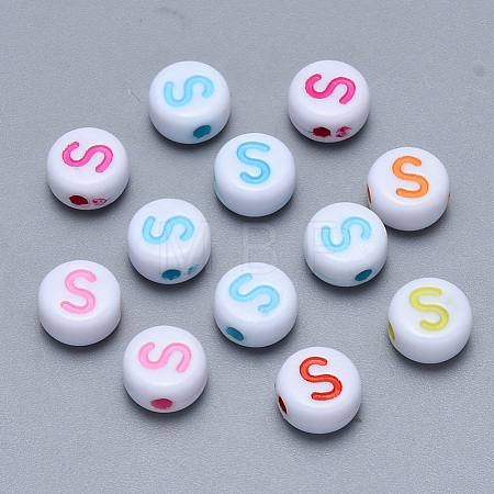 Craft Acrylic Horizontal Hole Letter Beads SACR-S201-11S-1