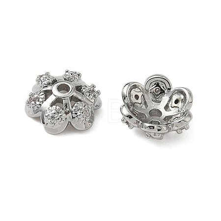 Brass Micro Pave Clear Cubic Zirconia Bead Caps KK-S350-10P-1
