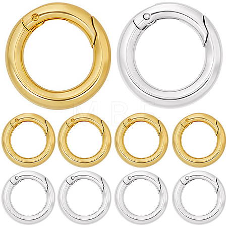 12Pcs 2 Colors Brass Spring Gate Rings KK-SC0008-03-1