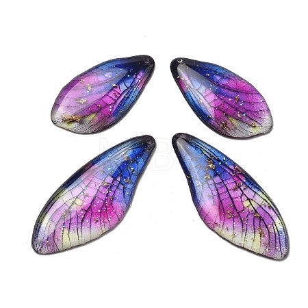 4Pcs Transparent Epoxy Resin Butterfly Wings Pendants RESI-C057-04C-1