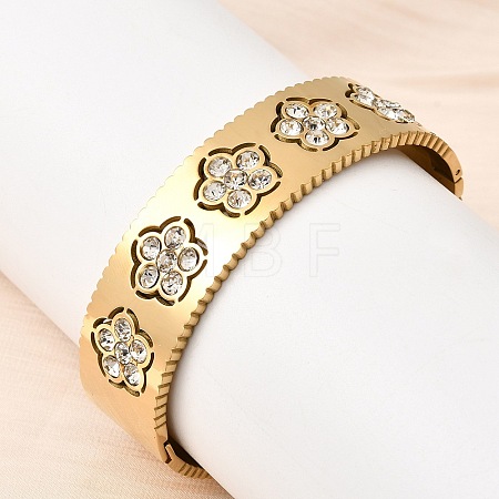 304 Stainless Steel Pave Clear Cubic Zirconia Hinged Bangles for Women BJEW-Z166-02G-1