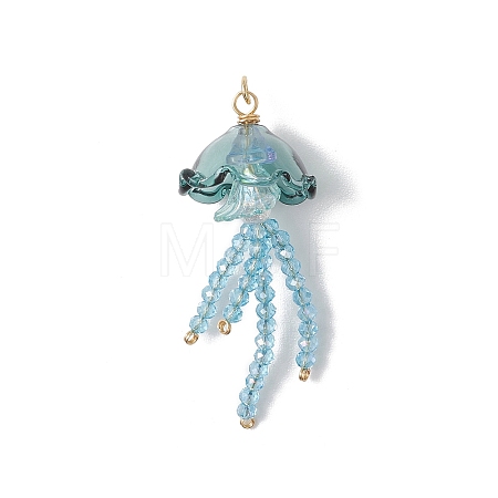 Glass with Acrylic Big Pendants PALLOY-JF04982-02-1