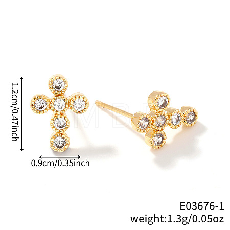 Brass Pave Clear Cubic Zirconia Stud Earrings ZJ0177-2-1