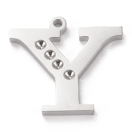 Tarnish Resistant 304 Stainless Steel Letter Pendant Rhinestone Settings STAS-J028-01Y-1