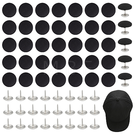 48Sets Flat Round Polyester Covered Aluminum Buttons DIY-NB0016-27-1