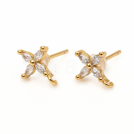 Brass Stud Earring Findings ZIRC-L096-14G-1