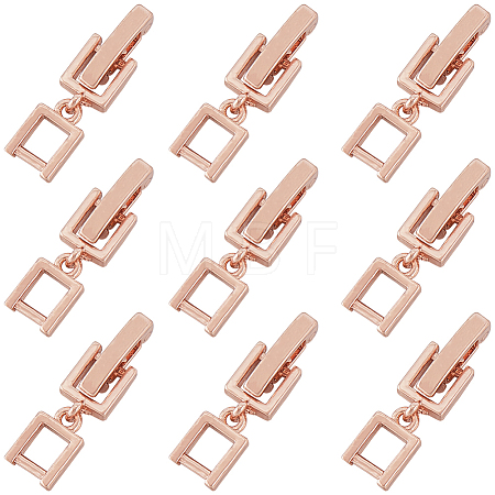 9Pcs Brass Fold Over Clasps KK-SC0004-06RG-1
