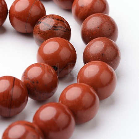 Round Natural Red Jasper Bead Strands G-J346-21-8mm-1