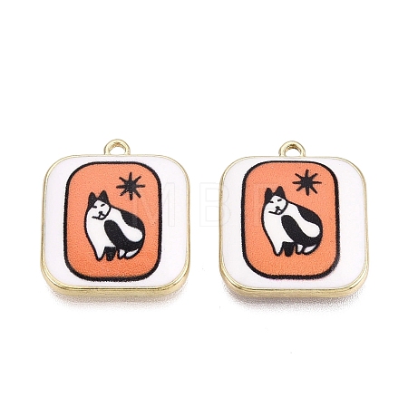Printed Alloy Enamel Pendants ENAM-N072-01KCG-03-1