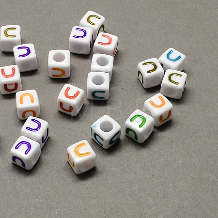 Large Hole Colorful Acrylic Letter European Beads SACR-Q104-02U-1