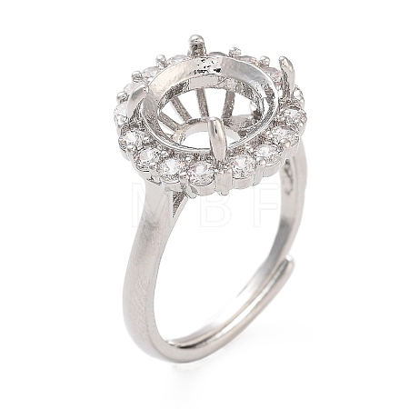 Rack Plating Round Brass Micro Pave Cubic Zirconia Adjustable Ring Components LS-KK-Q819-05P-1