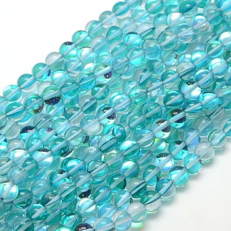 Synthetic Moonstone Beads Strands G-F143-8mm-07-1