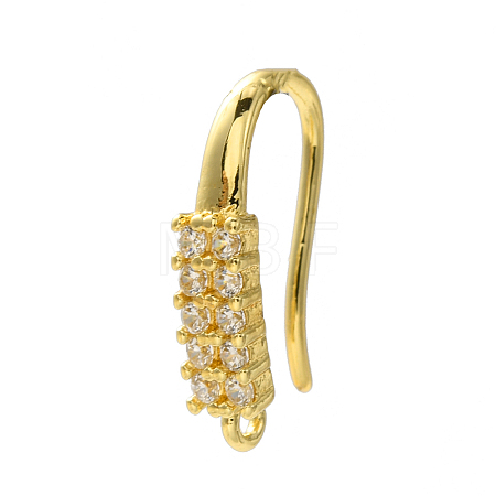 Rack Plating Brass Pave Cubic Zirconia Earring Hooks KK-O143-17G-1