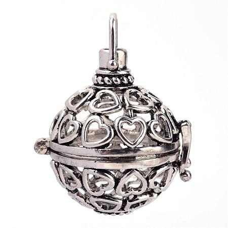 Rack Plating Brass Cage Pendants KK-S751-013AS-1