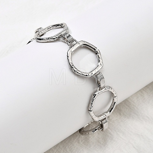 Brass Hexagon Link Chain Bracelets for Women Men BJEW-G740-05P-1