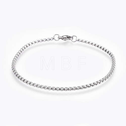 304 Stainless Steel Box Chain Bracelets BJEW-P239-01A-1